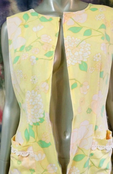 Vintage 1960s Bill Simms Sleeveless Mod Shaker Square Floral Shift Dress Large - Picture 8 of 11